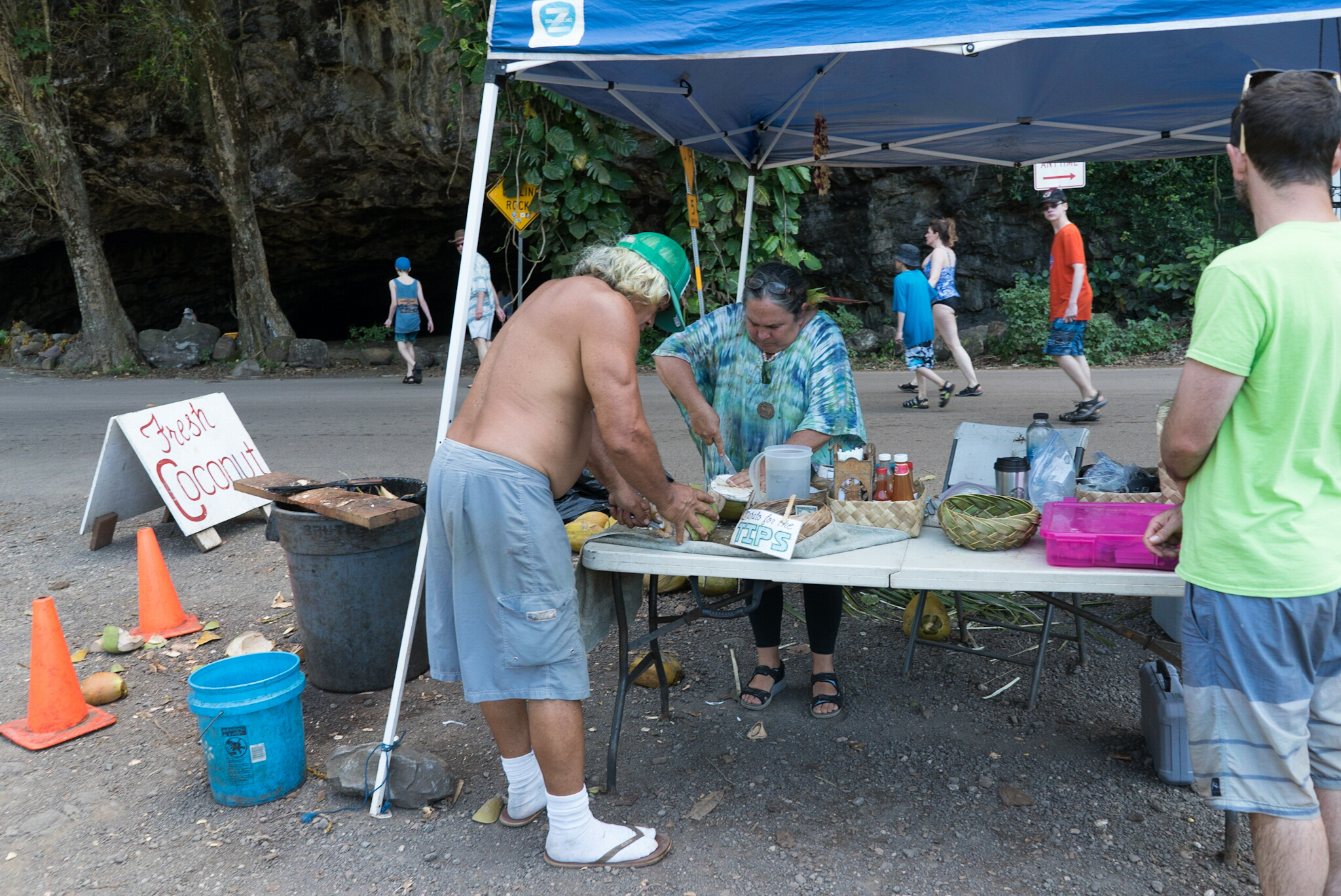 Coconut man on Haena beach, Kauai